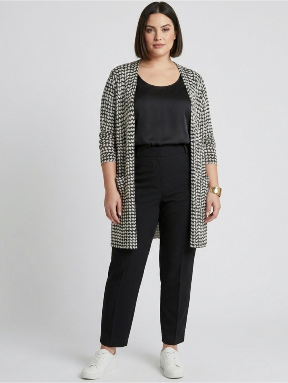 NWT Lane Bryant Open Front Cardigan Black/White Print Women’s Size 22/24 NEW